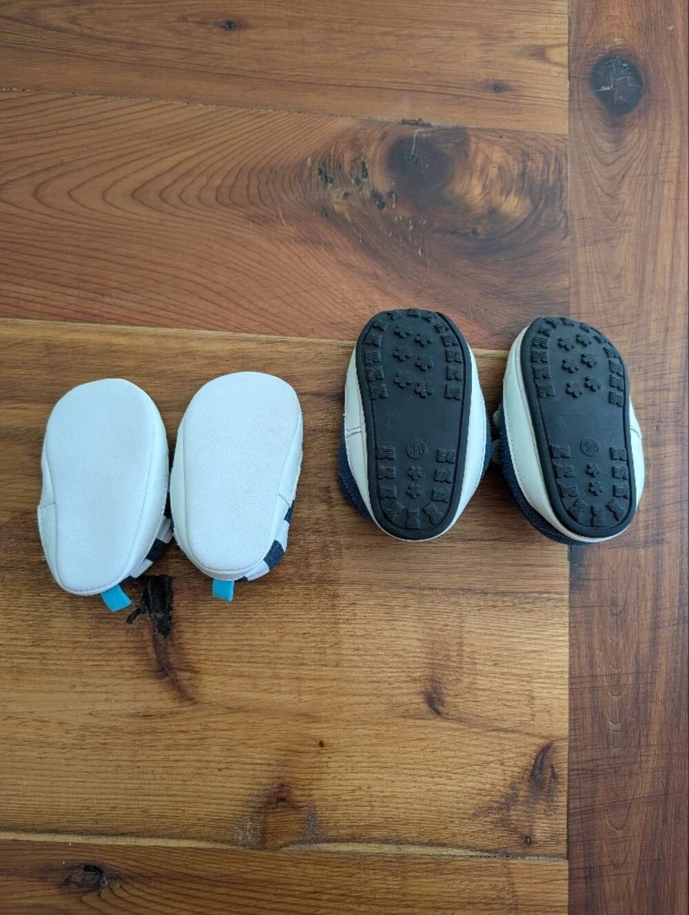 5/$10 Baby Boy Navy and White Striped Slip-On and Grey Navy Velcro Sneakers Set